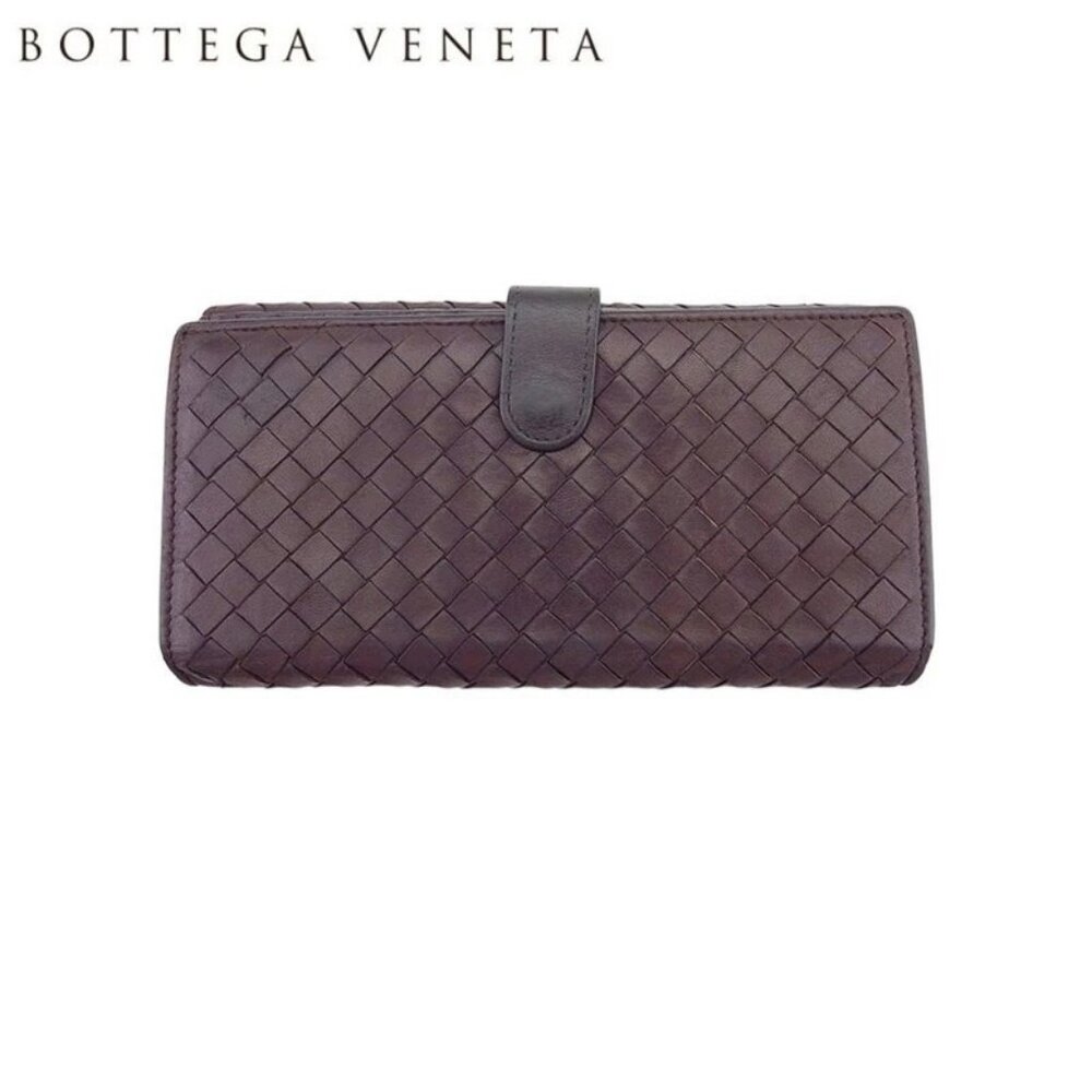 BOTTEGA VENETA Long Wallet Intrecciato Leather Authentic Used
